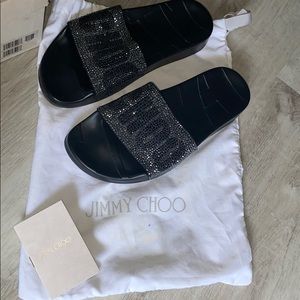 Jimmy Choo London black size 37 crystal slides